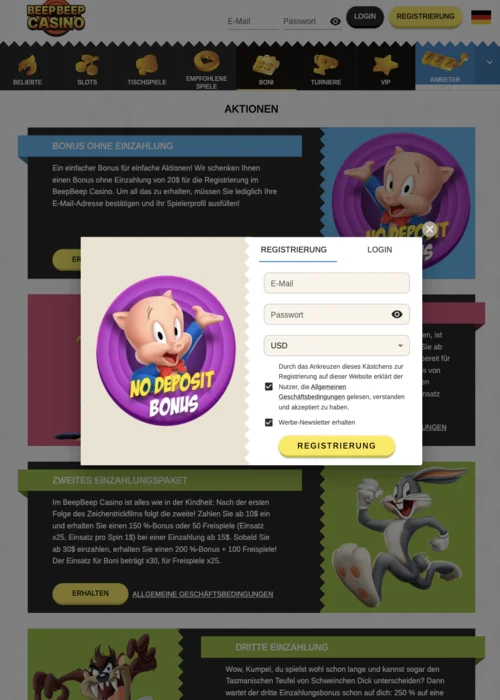 Registrierungsprozess Beep Beep Casino<